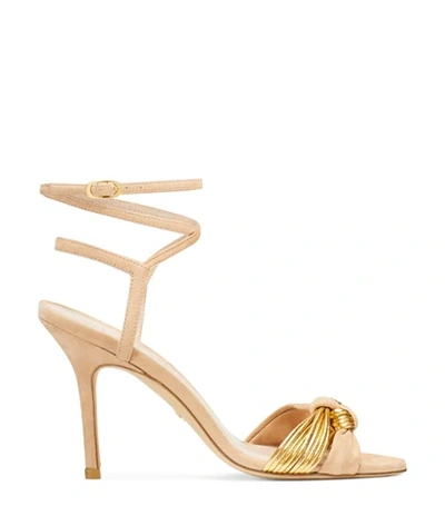 Shop Stuart Weitzman Velita In Bambina And Gold Suede & Leather
