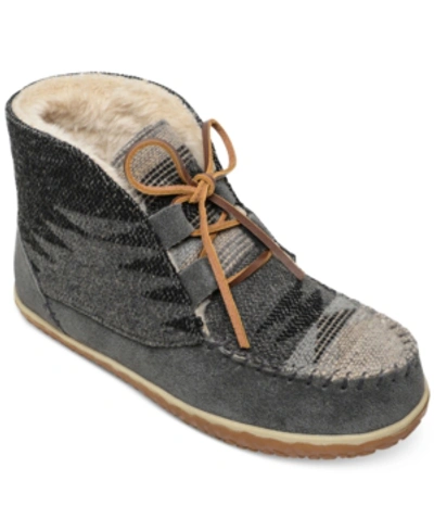Shop Minnetonka Torrey Pile-lined Lace-up Booties Women's Shoes In Grey