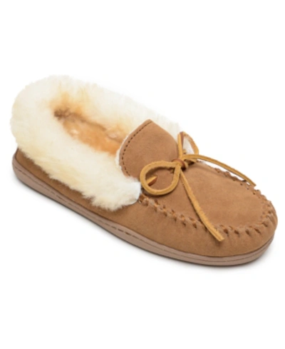 Shop Minnetonka Women's Alpine Sheepskin Moccasin Slippers Women's Shoes In Golden Tan