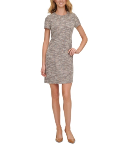 Shop Calvin Klein Ponte Shift Dress In Grey Multi