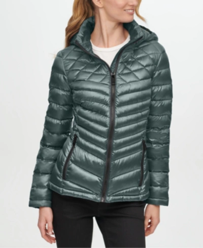 Calvin Klein Shine Hooded Packable Down Puffer Coat, Created For Macy's In  Shine Blue Stone | ModeSens