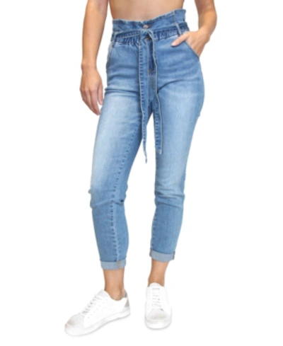 Shop Almost Famous Juniors' Paperbag-waist Jeans In Medium Wash