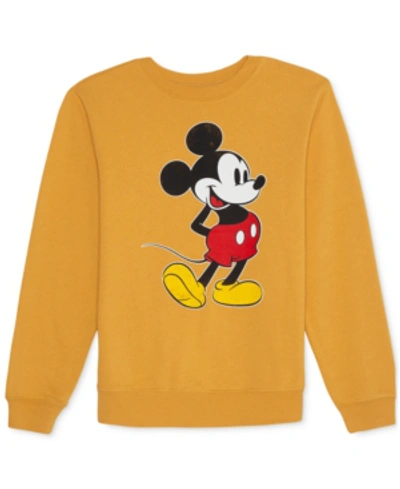 Shop Disney Juniors' Mickey Mouse Fleece Sweatshirt In Yellow