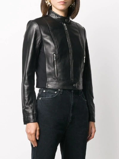 Shop Michael Michael Kors Zip-up Biker Jacket In Black
