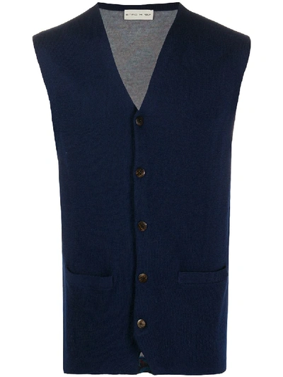 Shop Etro Knitted Paisley Gilet In Blue