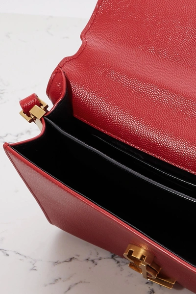 Shop Saint Laurent Cassandra Mini Textured-leather Tote In Red