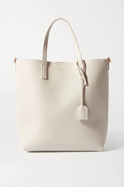 Shop Saint Laurent Toy North/south Leather Tote In White