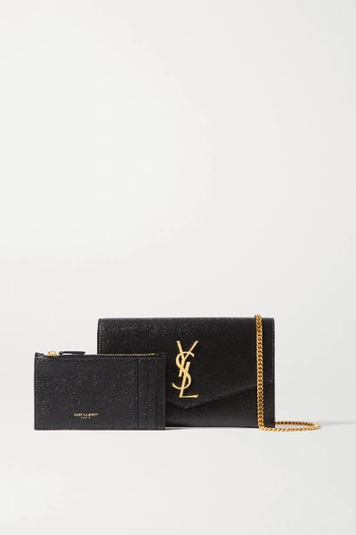 Saint Laurent Uptown Textured-leather Shoulder Bag In Black