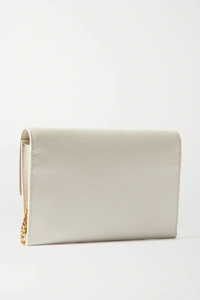 Shop Saint Laurent Uptown Textured-leather Shoulder Bag In White