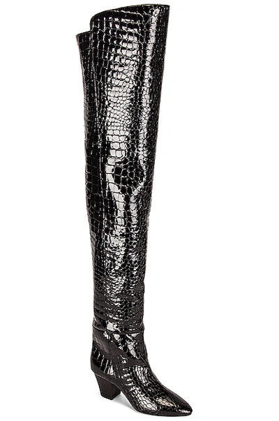 Shop Saint Laurent Sun Over The Knee Boots In Nero