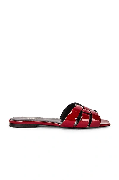 Shop Saint Laurent Tribute Flat Sandals In Hot Red