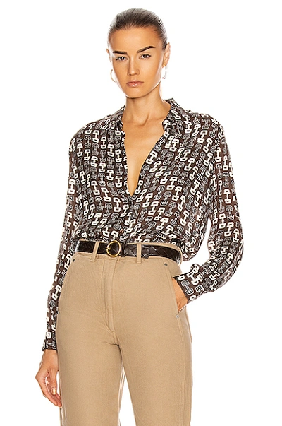 Shop L Agence Nina Long Sleeve Blouse In Carafe & Ivory Buckle