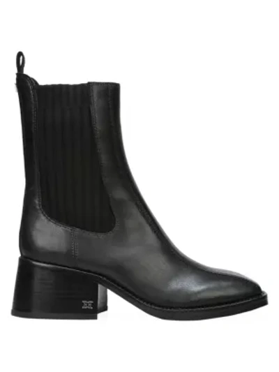 Shop Sam Edelman Dasha Square-toe Leather Chelsea Boots In Black