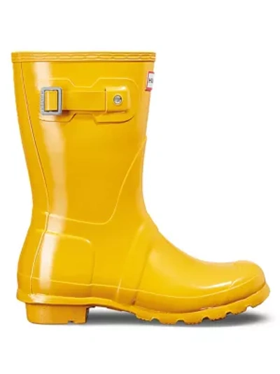 Shop Hunter Women's Original Short Gloss Rain Boots In Yellow