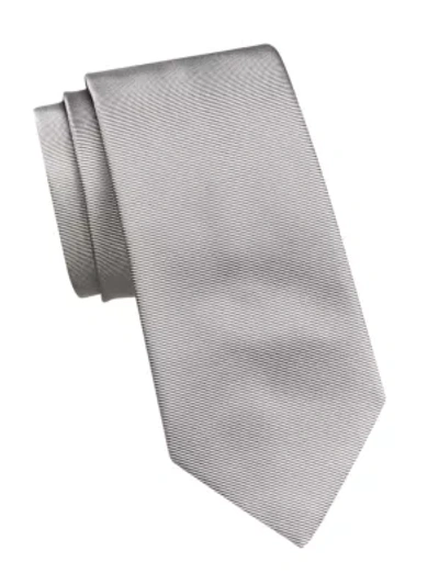 Shop Ermenegildo Zegna Textured Stripe Silk Tie In Silver
