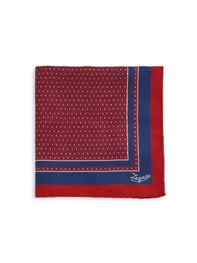Shop Ermenegildo Zegna Diamond Silk Pocket Square In Red