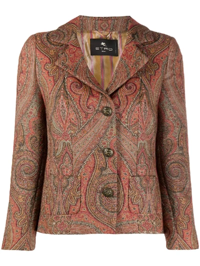 Shop Etro Fitted Paisley Blazer In Neutrals