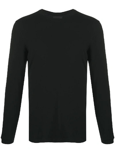 Shop Giorgio Armani Plain Longsleeved T-shirt In Black