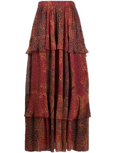 Shop Etro Paisley-print Maxi Skirt In Red