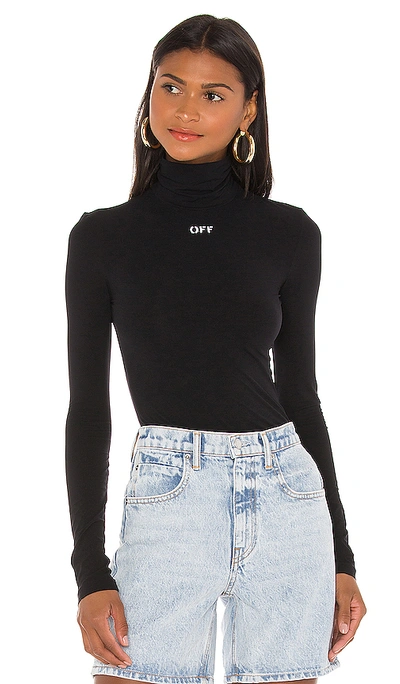Shop Off-white High Neck Top In Black & White