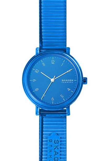 Shop Skagen Aaren Clear Strap Watch, 36mm In Blue