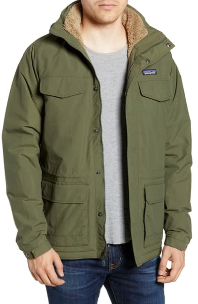 Shop Patagonia Isthmus Wind Resistant Water Repellent Hooded Parka In Industrial Green