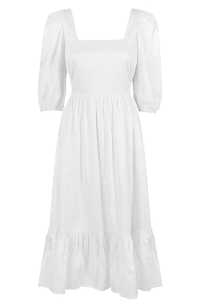 Shop Wayf Puff Sleeve Cut Out Dress In Ivory