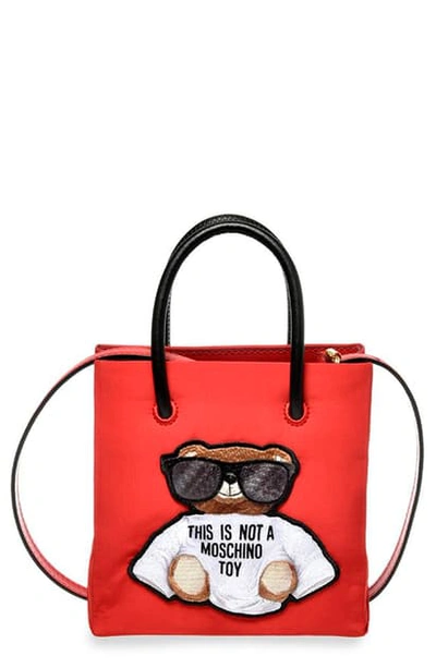 Shop Moschino Teddy Small Shopper Tote In Red