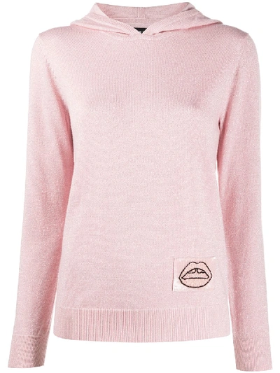 Shop Markus Lupfer Mia Sequin Lip Patch Hoodie In Pink