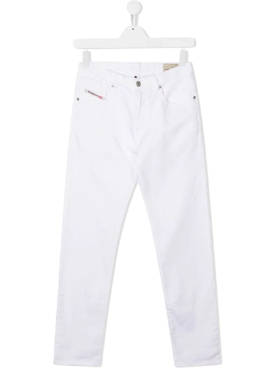 Shop Diesel Teen Slim-fit Jeans In White