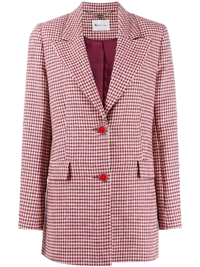 Shop Blumarine Checked Tailored Blazer In Red