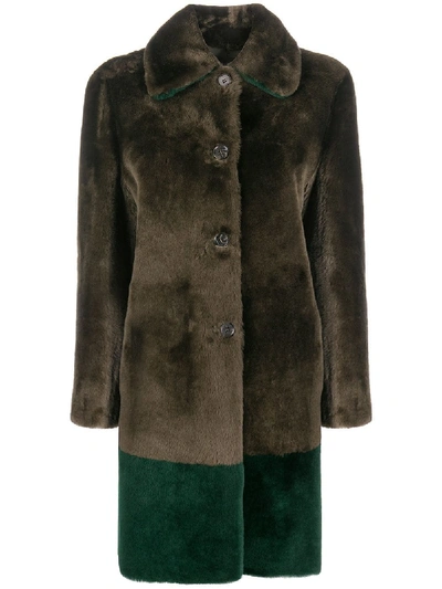 Shop Desa 1972 Sheepskin Button-up Coat In Green