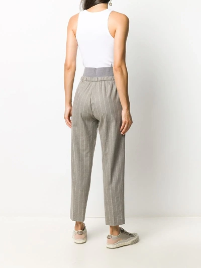 Shop Fabiana Filippi Striped Straight-leg Trousers In Grey