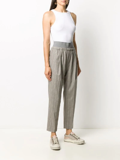 Shop Fabiana Filippi Striped Straight-leg Trousers In Grey
