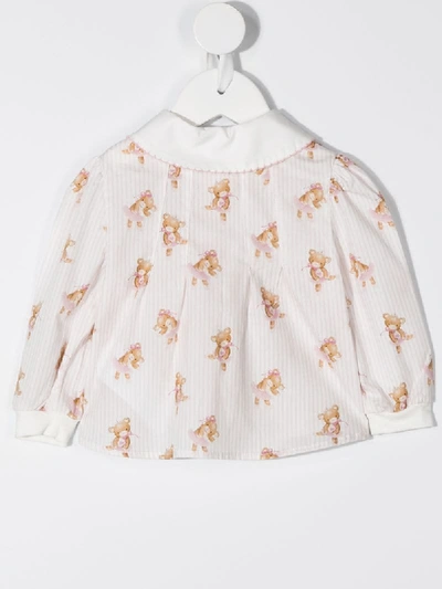 Shop Monnalisa Teddy Bear Print Cotton Shirt In Pink