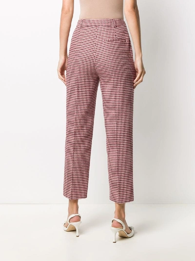Blumarine Checked Cropped Trousers In Red