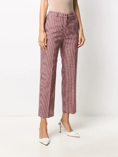 Blumarine Checked Cropped Trousers In Red