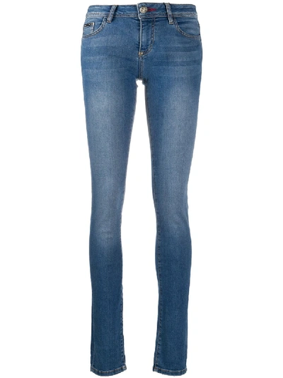 Shop Philipp Plein Teddy Patch-embellished Skinny Jeans In Blue
