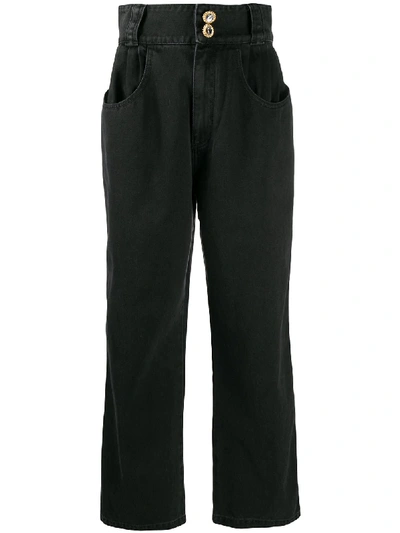 Shop Alessandra Rich High Rise Wide Fit Jeans In Black