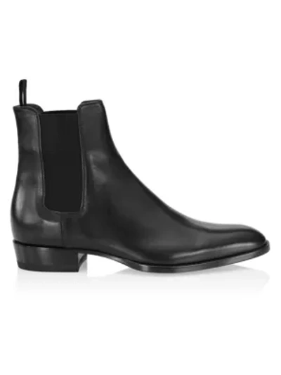 Shop Saint Laurent Wyatt Leather Chelsea Boots In Nero