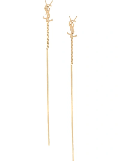 Shop Saint Laurent Monogram Earrings In Gold