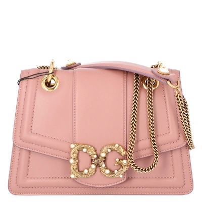 Pre-owned Dolce & Gabbana Blush Pink Leather Dg Amore Bag