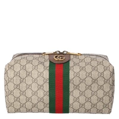 Pre-owned Gucci Beige Ophidia Gg Toiletry Case In Multicolor