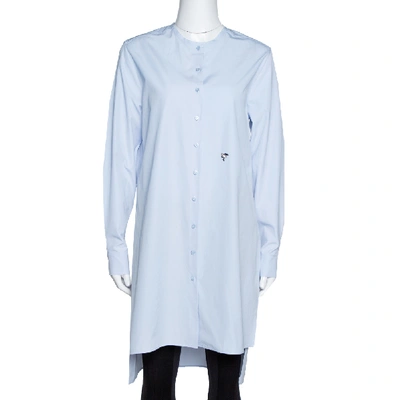 Pre-owned Dior Light Blue Cotton Bee Embellished Button Down Tunic S