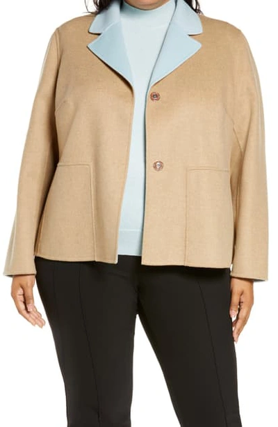 Shop Lafayette 148 Andover Reversible Wool & Cashmere Jacket In Nude/ Dewdrop