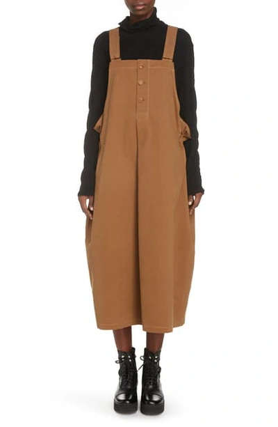 Shop Y's Chino Overall Dress In Brown