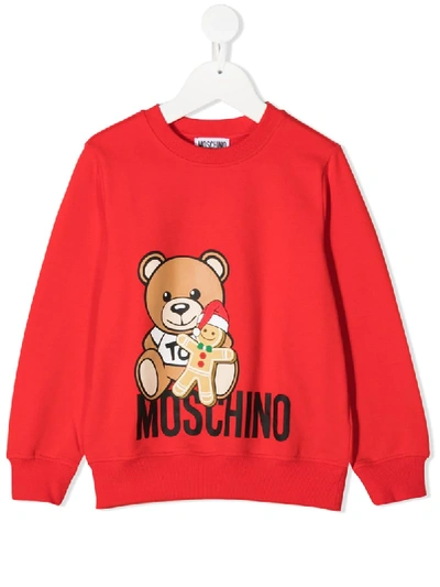 Shop Moschino Teddy Bear Logo Sweatshirt In Red