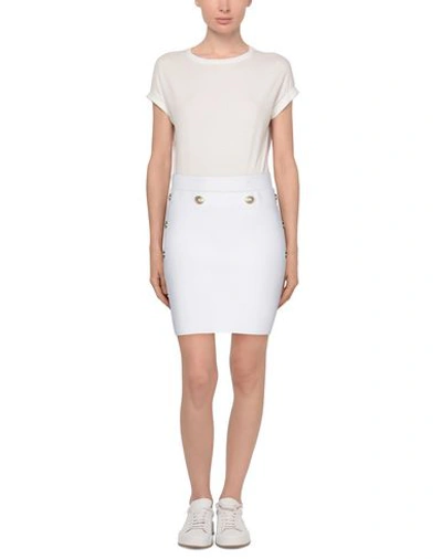 Shop Balmain Mini Skirt In Ivory