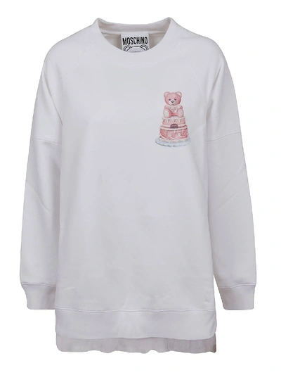 Shop Moschino Cake Teddy Bear Logo Sweatshirt In White
