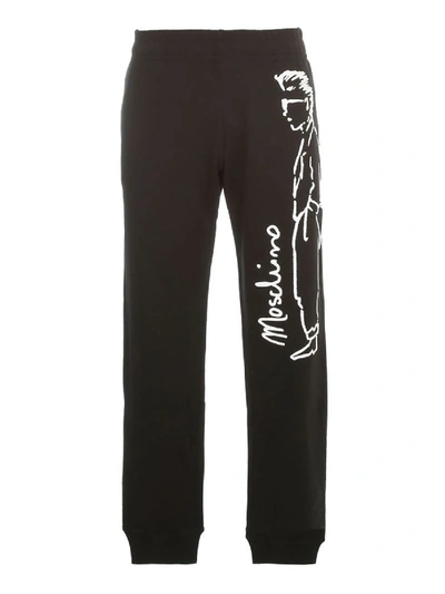 Shop Moschino Character Printed Jogging Pants In Black